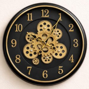Horloge murale à engrenages 60 cm – mécanisme doré