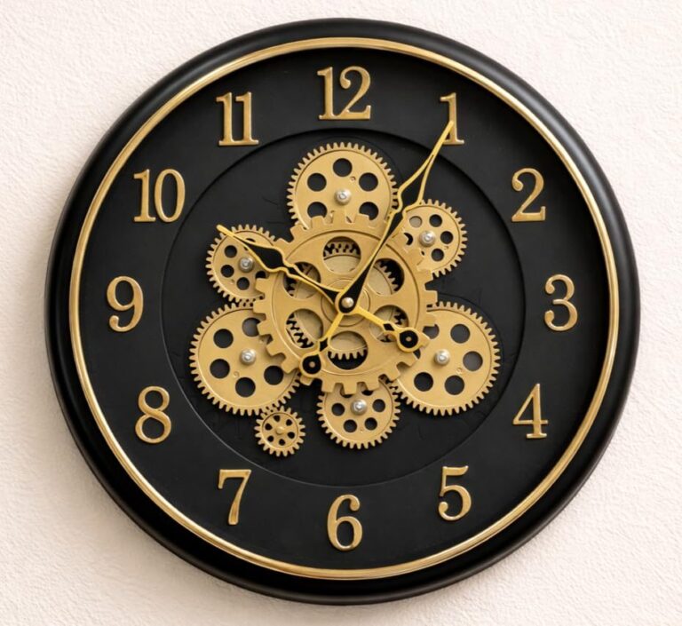 Horloge murale à engrenages 60 cm – mécanisme doré
