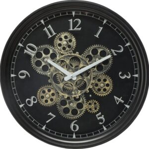 Horloge murale à engrenages 70 cm – noir et argent